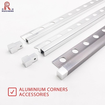 Sqaure Aluminum Tile Trim ODM Available , 8mm Metal Tile Trim