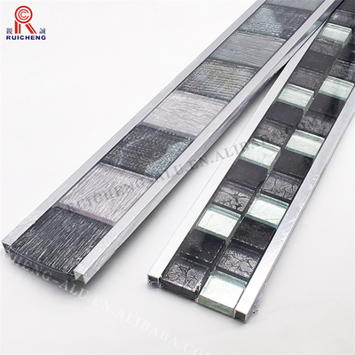 Crystal Glass Listello Tile Trim 10mm , Mosaic Tile Edge Trim Anodizing